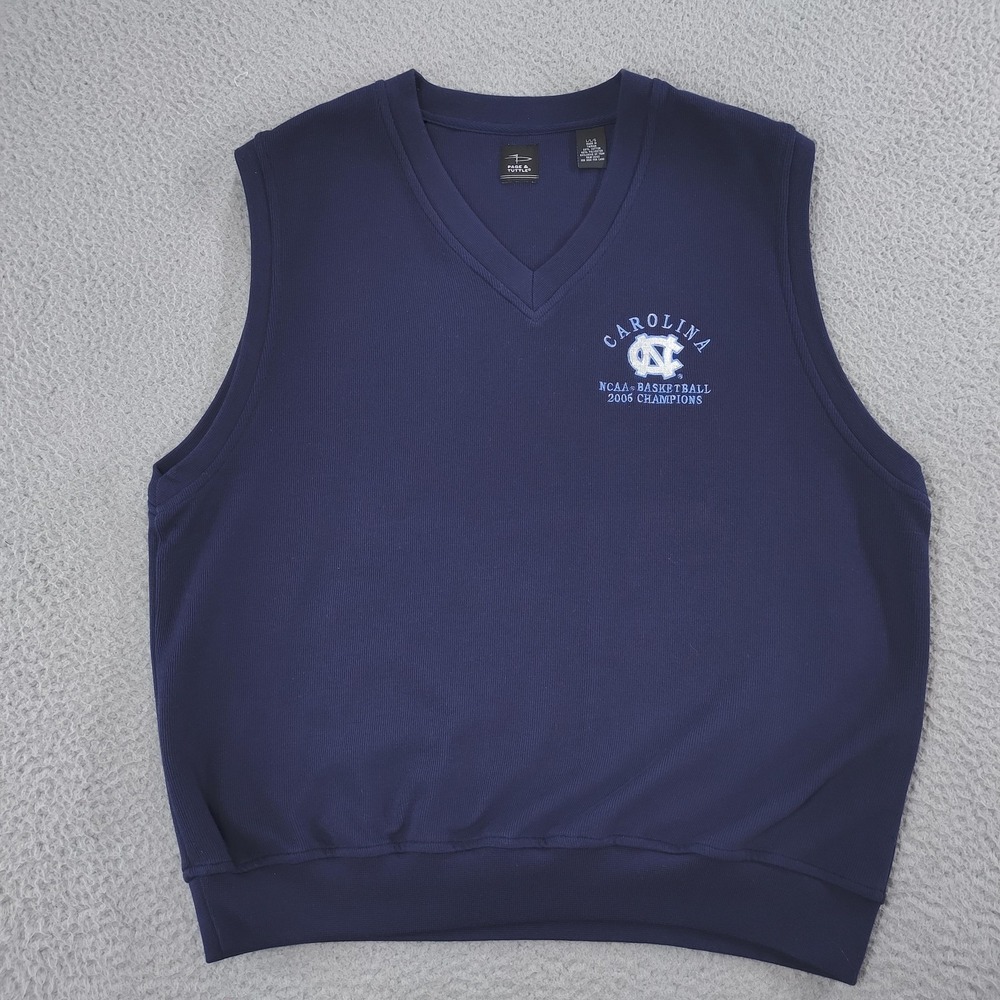 Vtg North Carolina Tar Heels Sweater Vest Mens Large Page & Tuttle 2005 Champion